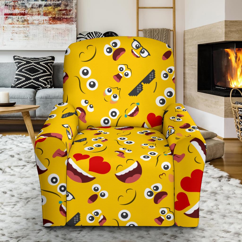 Emoji Face Print Pattern Single Sofa Slipcover -JTAMIGO.COM