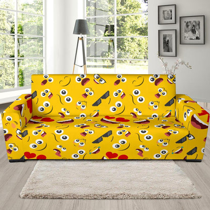Emoji Face Print Pattern Sofa Slipcover-JTAMIGO.COM