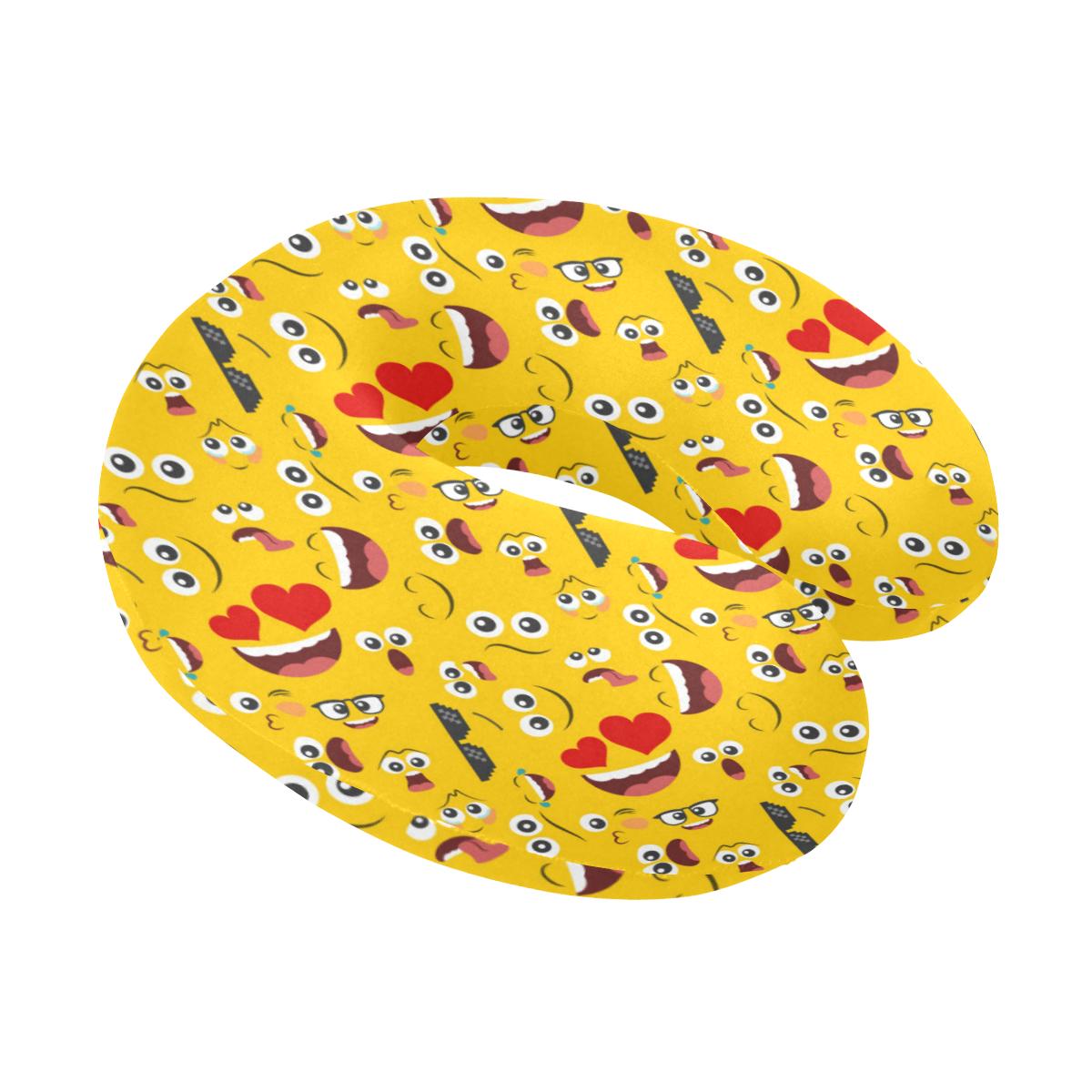 Emoji Face Print Pattern U-Shaped Travel Neck Pillow-JTAMIGO.COM