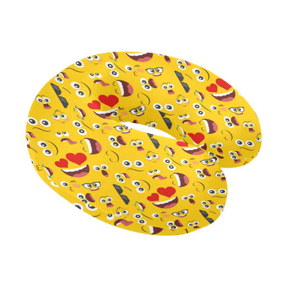 Emoji Face Print Pattern U-Shaped Travel Neck Pillow-JTAMIGO.COM