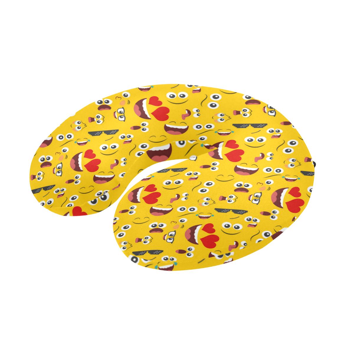 Emoji Face Print Pattern U-Shaped Travel Neck Pillow-JTAMIGO.COM
