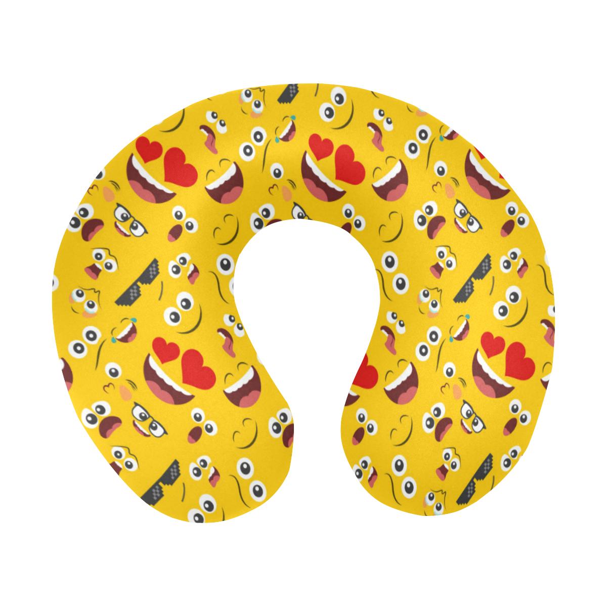 Emoji Face Print Pattern U-Shaped Travel Neck Pillow-JTAMIGO.COM