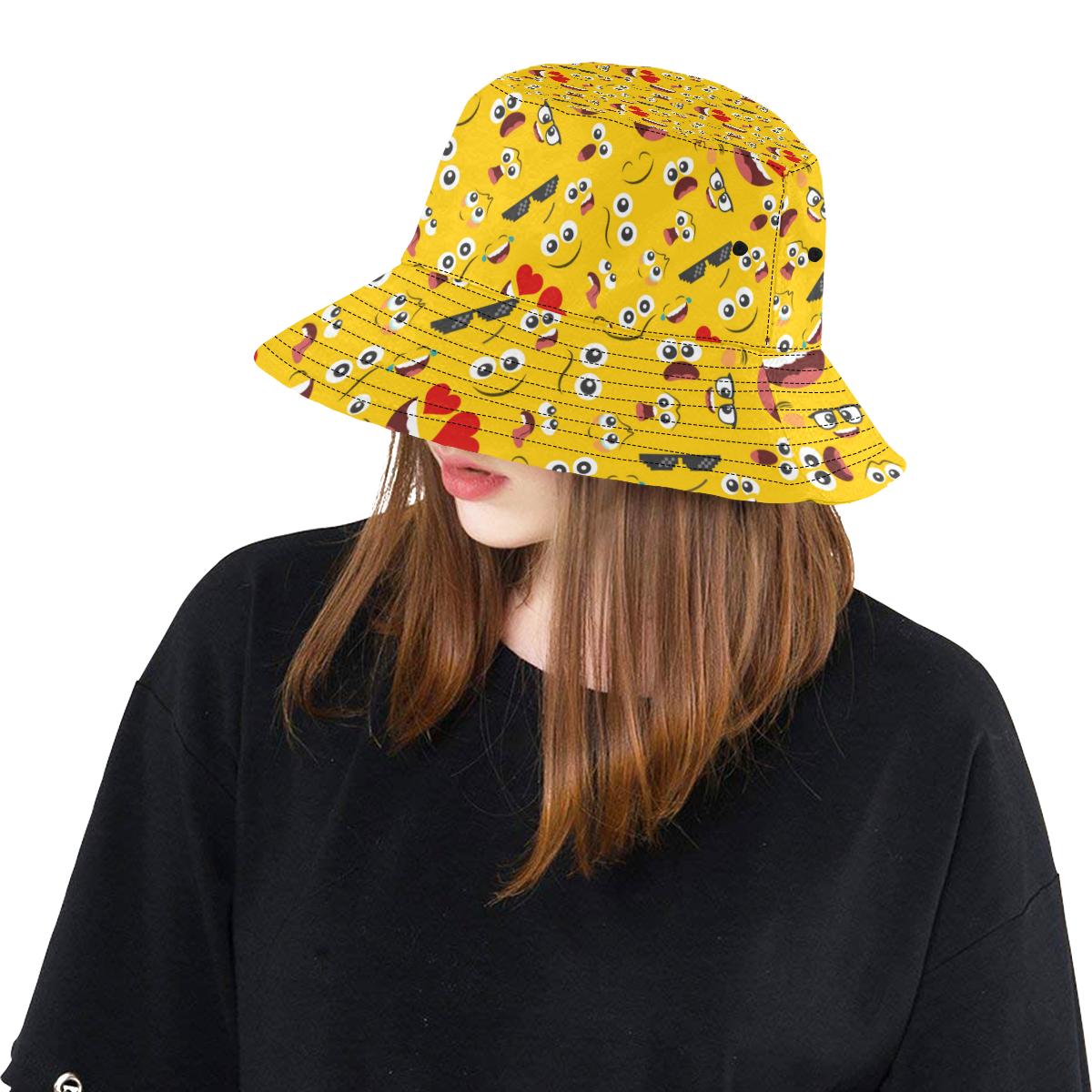 Emoji Face Print Pattern Unisex Bucket Hat