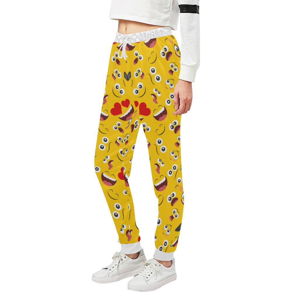 Emoji Face Print Pattern Unisex Casual Sweatpants (Model L11)-JTAMIGO.COM