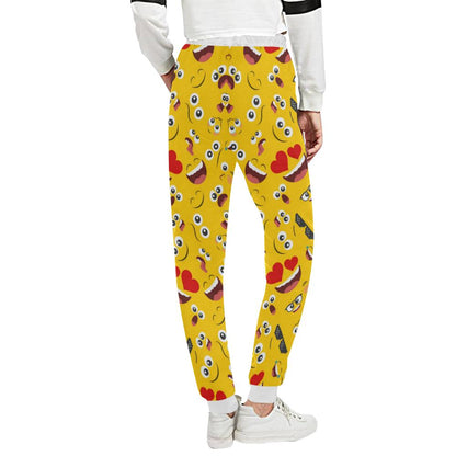 Emoji Face Print Pattern Unisex Casual Sweatpants (Model L11)-JTAMIGO.COM