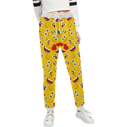 Emoji Face Print Pattern Unisex Casual Sweatpants (Model L11)-JTAMIGO.COM