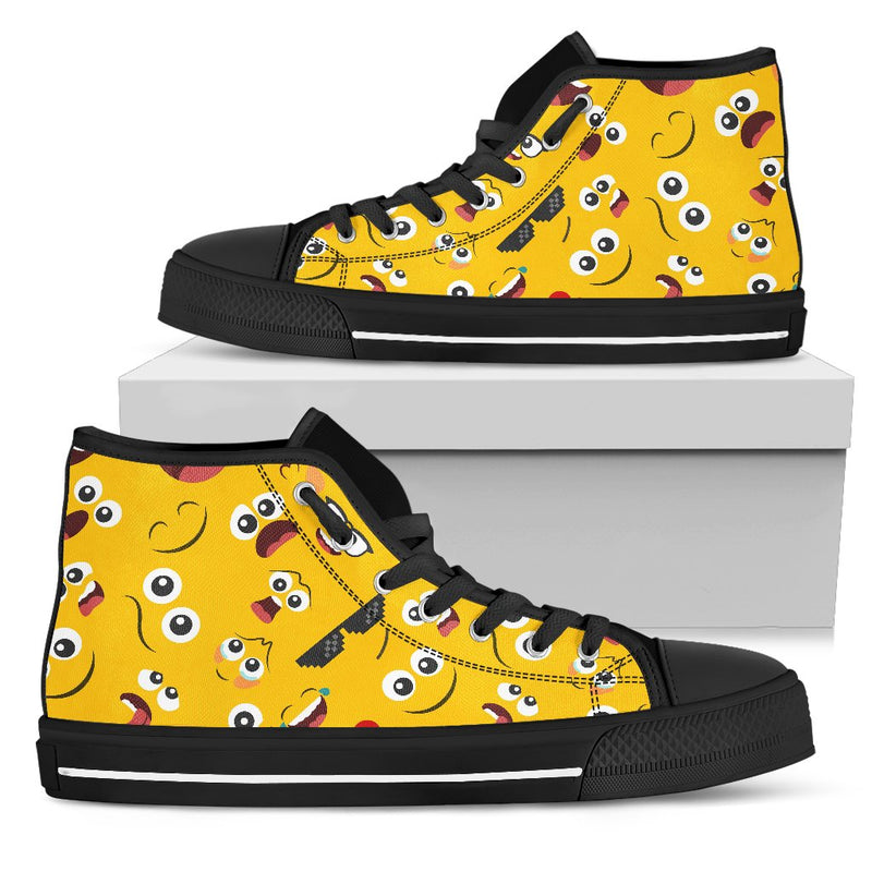 Emoji Face Print Pattern Women High Top Shoes