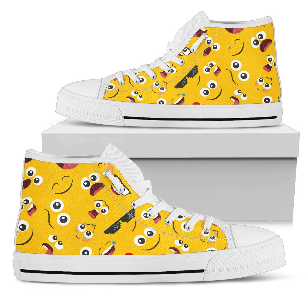 Emoji Face Print Pattern Women High Top Shoes