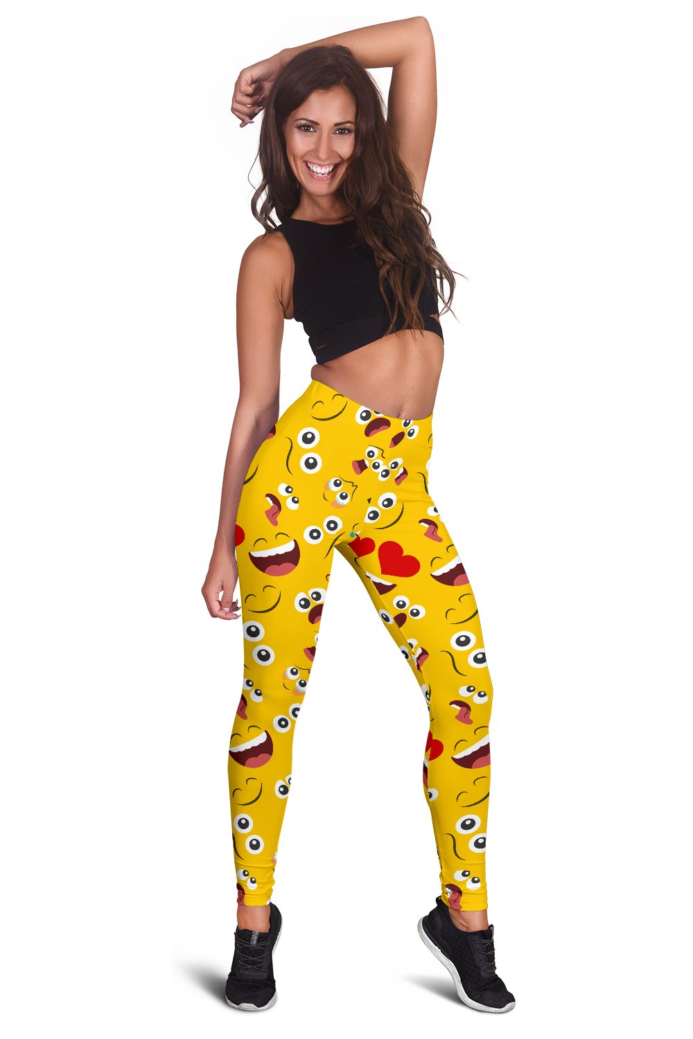 Emoji Face Print Pattern Women Leggings