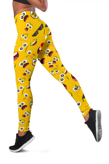 Emoji Face Print Pattern Women Leggings