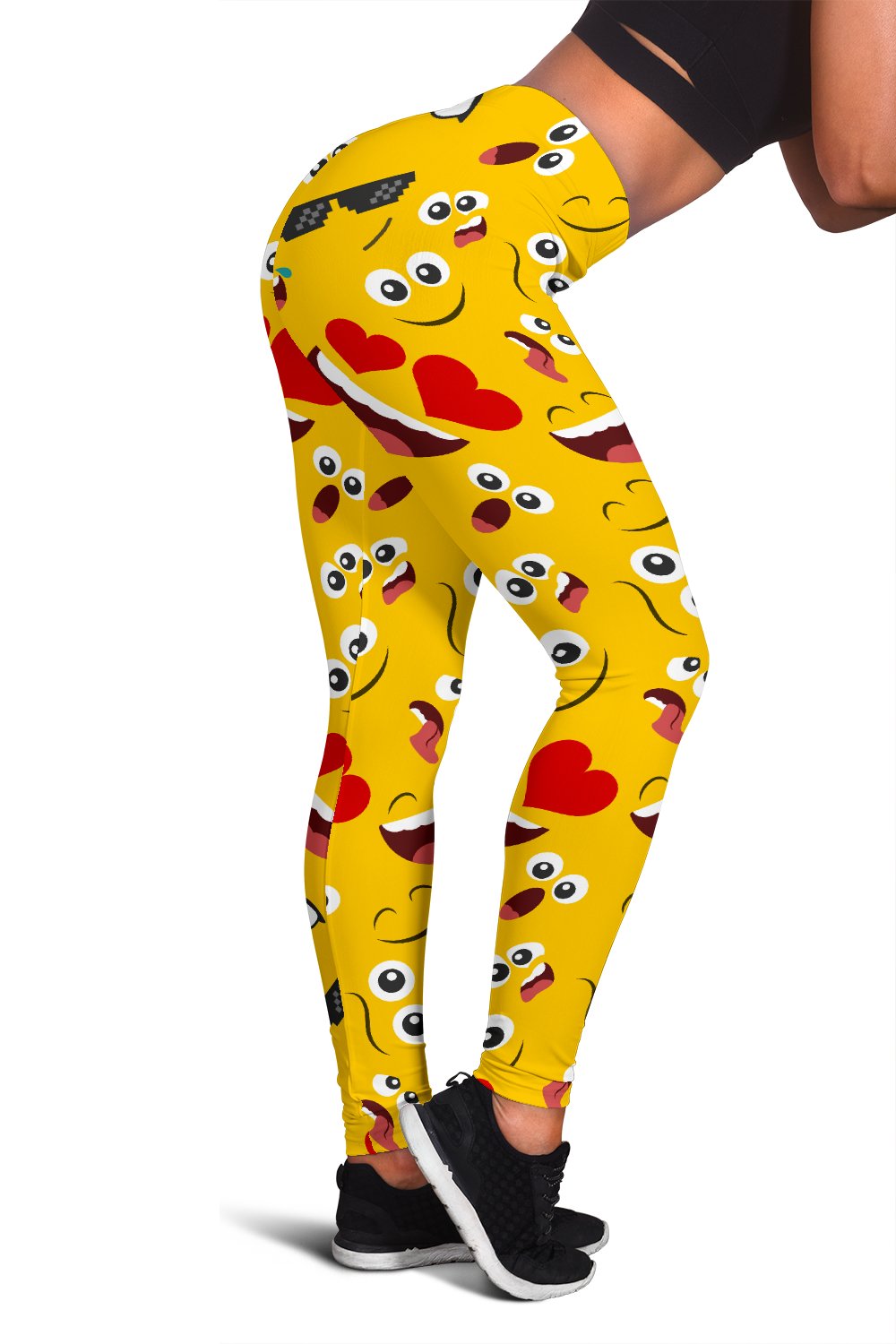 Emoji Face Print Pattern Women Leggings
