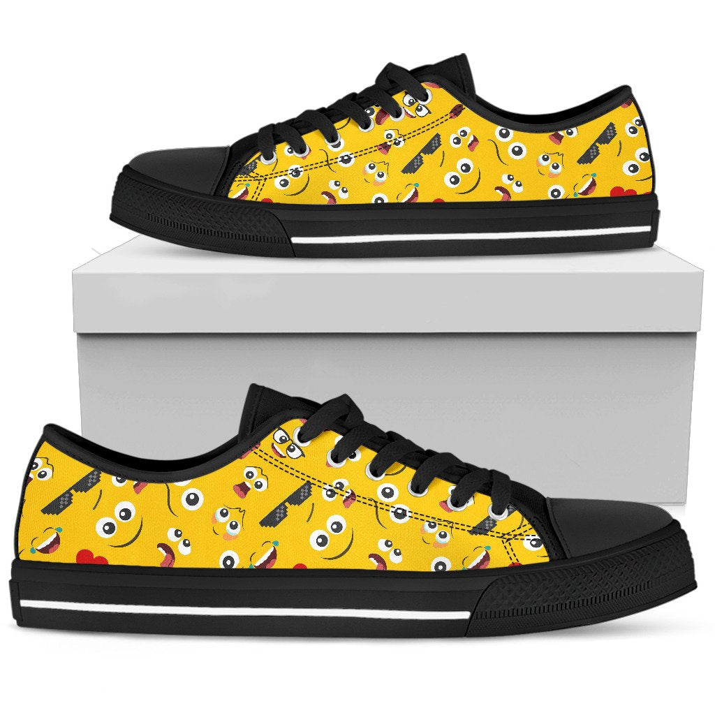 Emoji Face Print Pattern Women Low Top Shoes