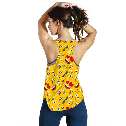 Emoji Face Print Pattern Women Racerback Tank Top