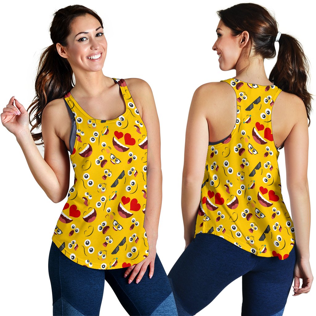 Emoji Face Print Pattern Women Racerback Tank Top