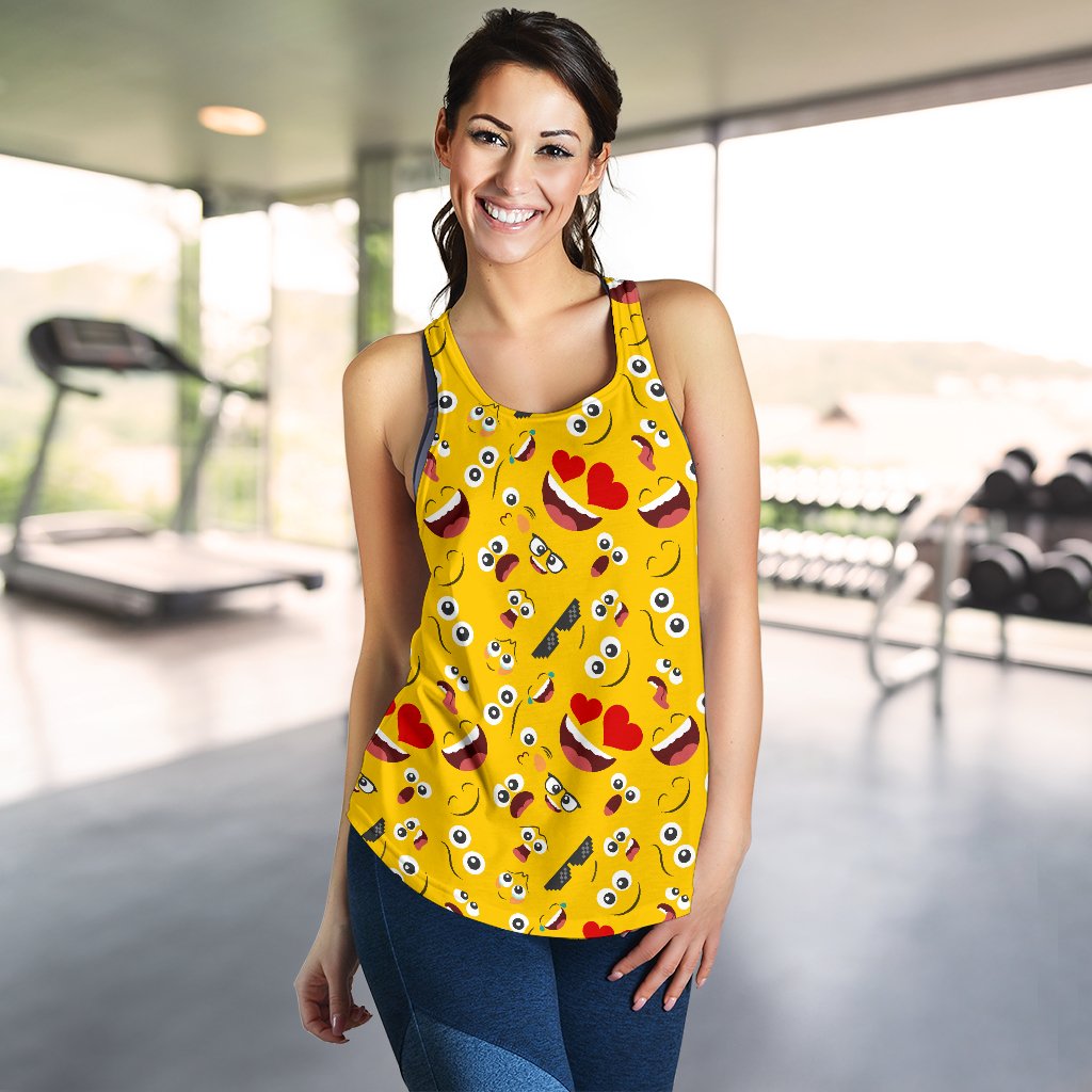 Emoji Face Print Pattern Women Racerback Tank Top