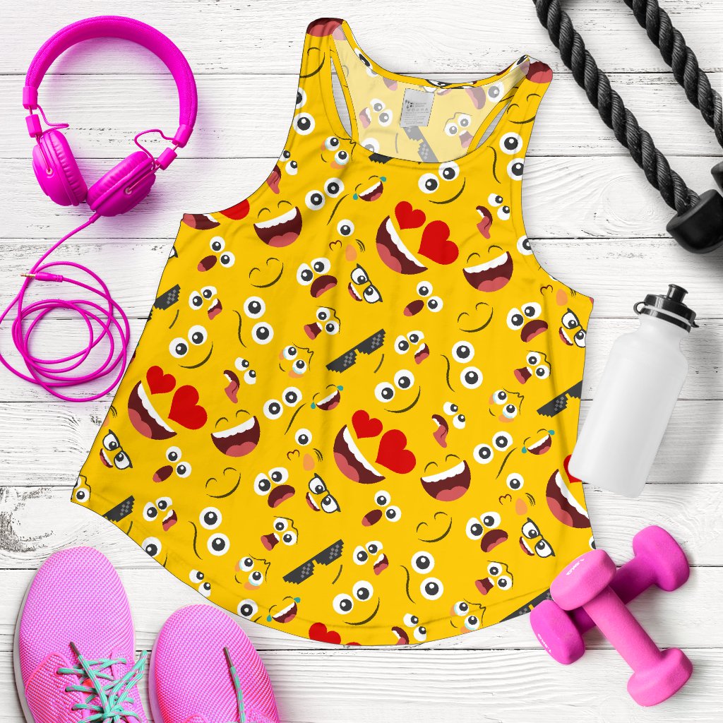 Emoji Face Print Pattern Women Racerback Tank Top