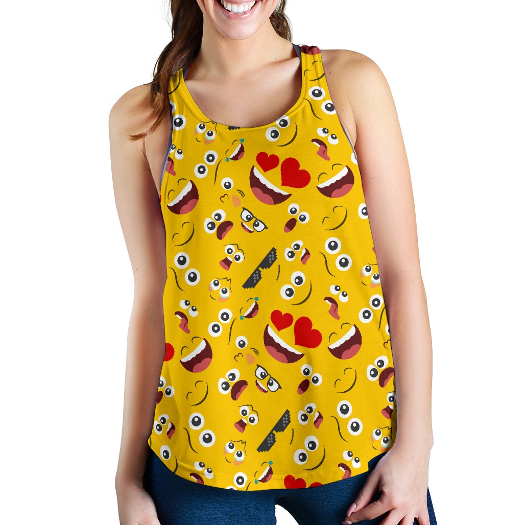 Emoji Face Print Pattern Women Racerback Tank Top
