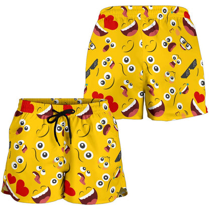 Emoji Face Print Pattern Women Shorts-JTAMIGO.COM