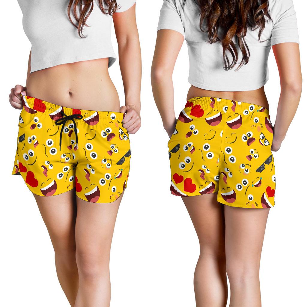Emoji Face Print Pattern Women Shorts-JTAMIGO.COM