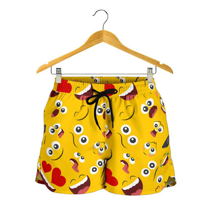 Emoji Face Print Pattern Women Shorts-JTAMIGO.COM