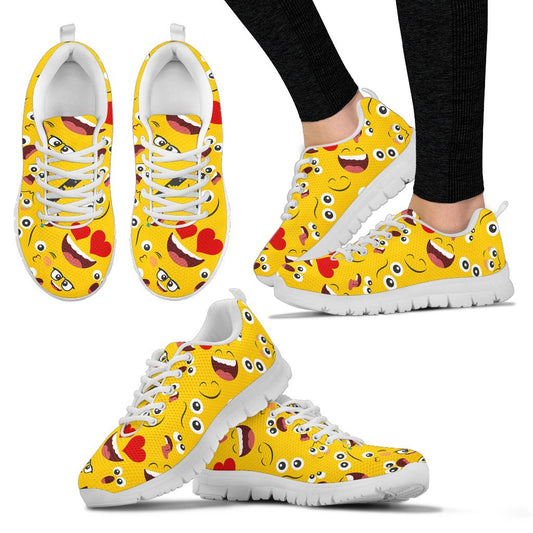 Emoji Face Print Pattern Women Sneakers Shoes