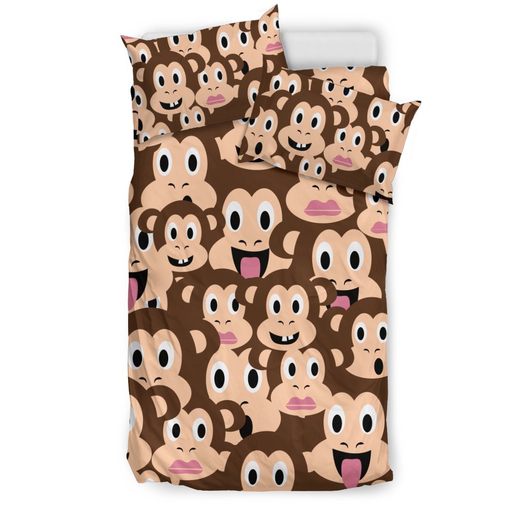 Emoji Monkey Print Pattern Duvet Cover Bedding Set
