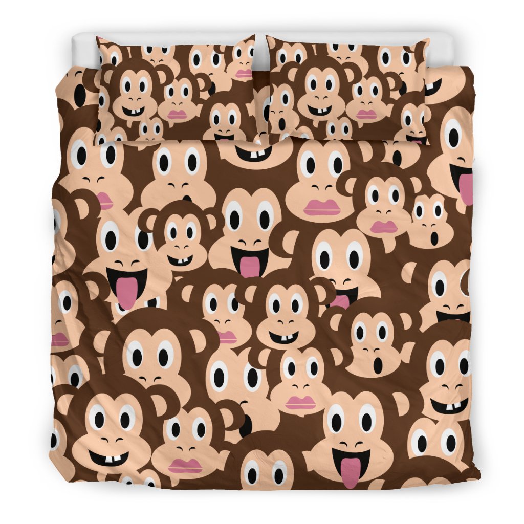 Emoji Monkey Print Pattern Duvet Cover Bedding Set