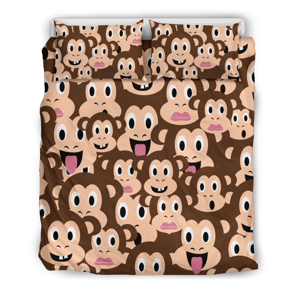 Emoji Monkey Print Pattern Duvet Cover Bedding Set