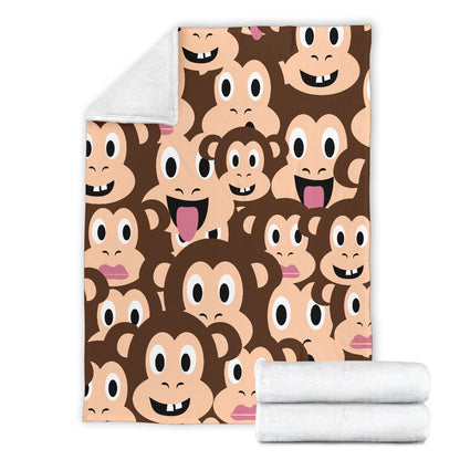 Emoji Monkey Print Pattern Fleece Blanket