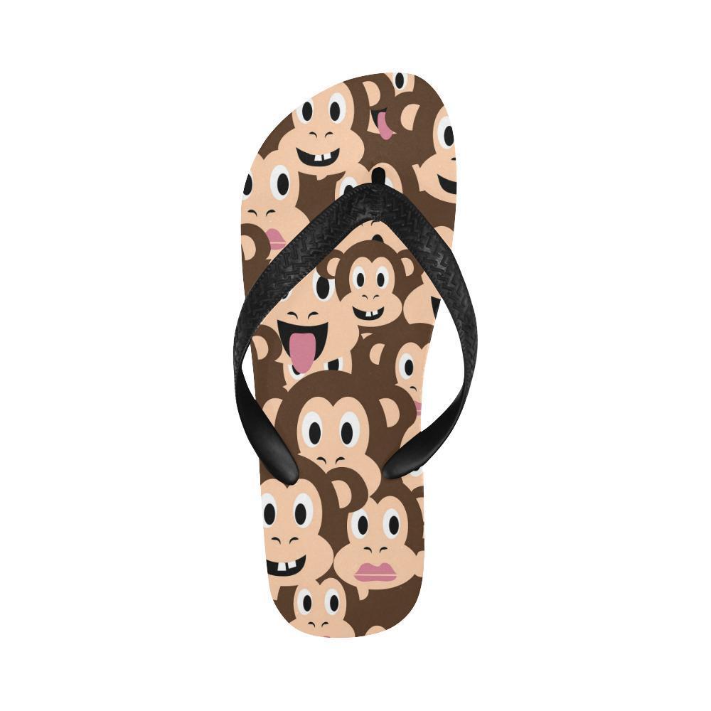 Emoji Monkey Print Pattern Flip Flops-JTAMIGO.COM