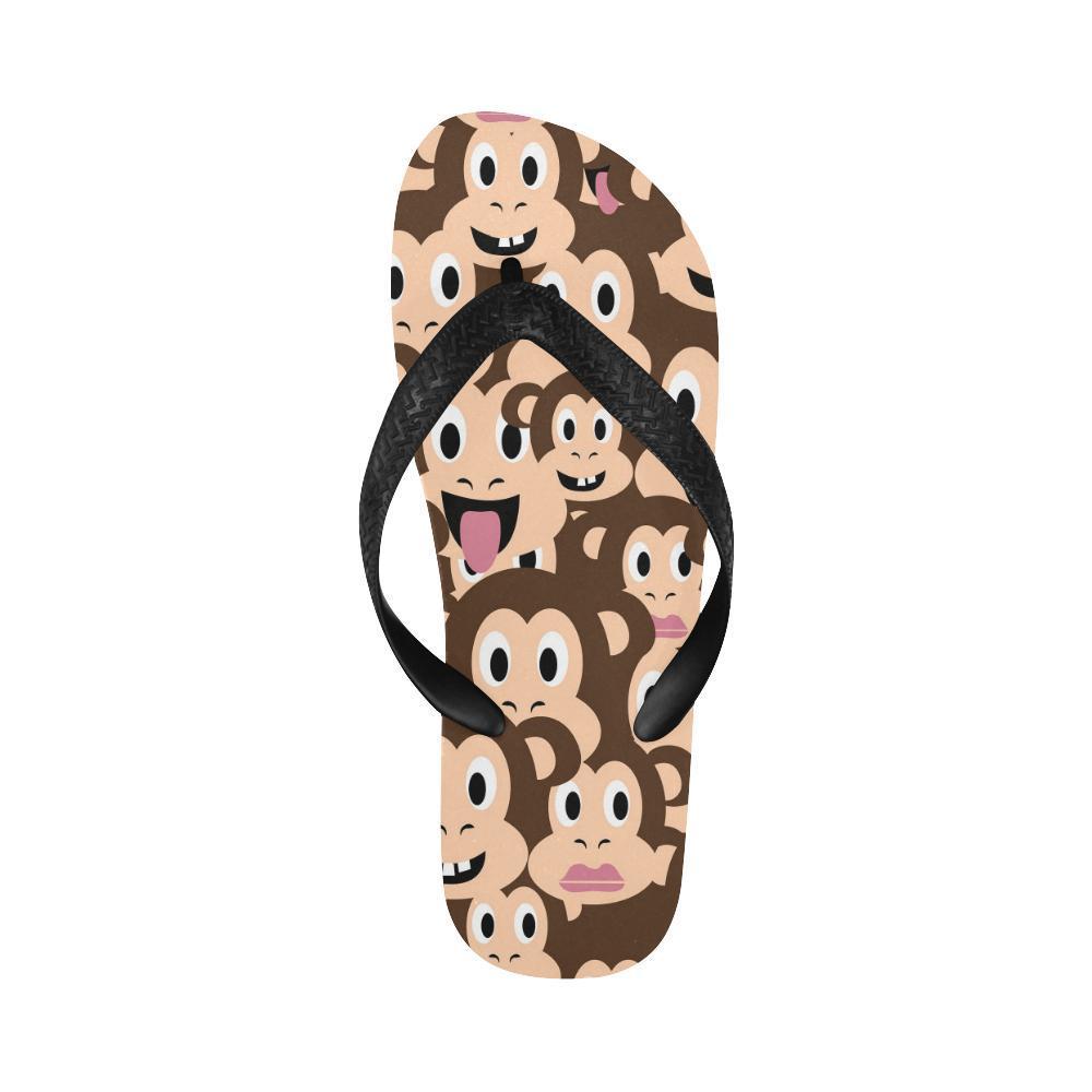 Emoji Monkey Print Pattern Flip Flops-JTAMIGO.COM