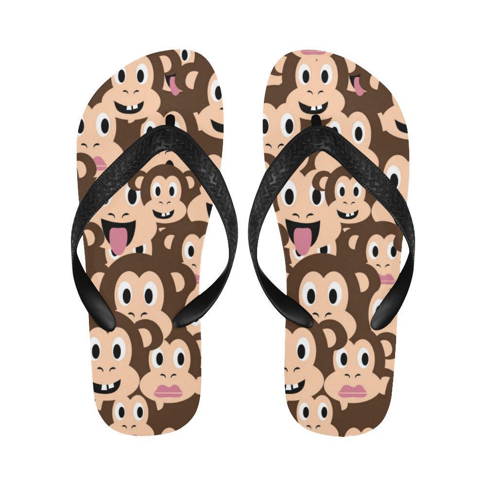 Emoji Monkey Print Pattern Flip Flops-JTAMIGO.COM