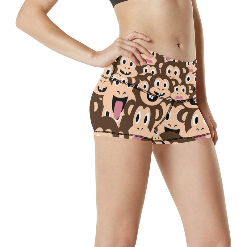 Emoji Monkey Print Pattern High Waisted Spandex Shorts-JTAMIGO.COM