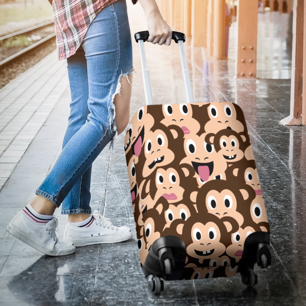 Emoji Monkey Print Pattern Luggage Cover Protector