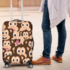 Emoji Monkey Print Pattern Luggage Cover Protector