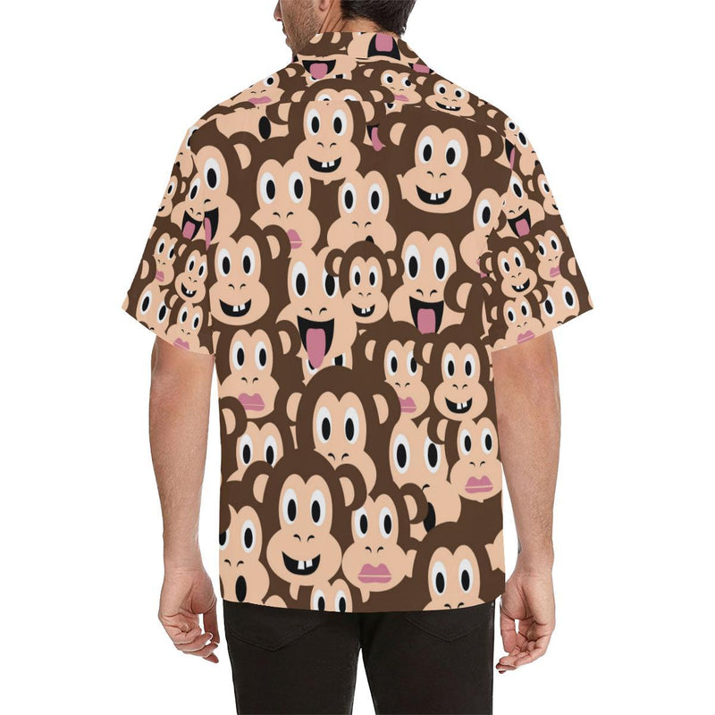 Emoji Monkey Print Pattern Men Aloha Hawaiian Shirt