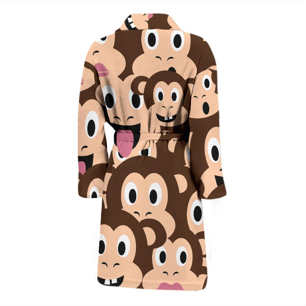 Emoji Monkey Print Pattern Men Bath Robe-JTAMIGO.COM