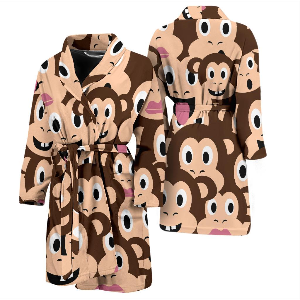 Emoji Monkey Print Pattern Men Bath Robe-JTAMIGO.COM
