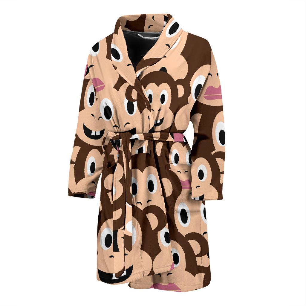 Emoji Monkey Print Pattern Men Bath Robe-JTAMIGO.COM