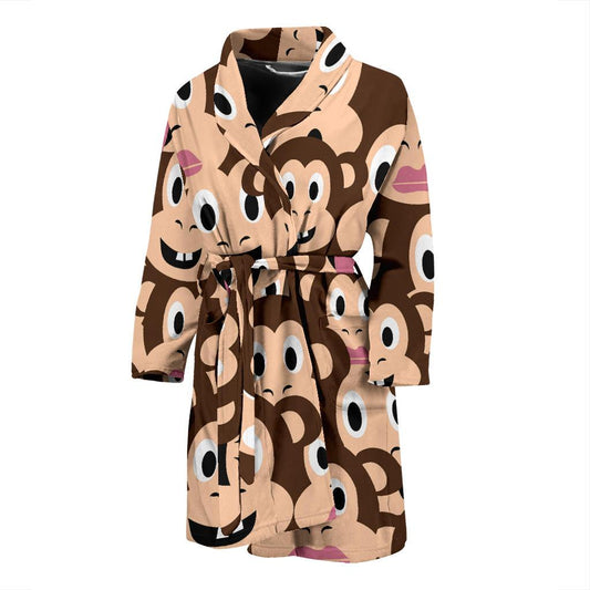 Emoji Monkey Print Pattern Men Bath Robe-JTAMIGO.COM