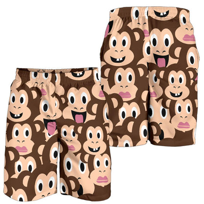 Emoji Monkey Print Pattern Mens Shorts-JTAMIGO.COM