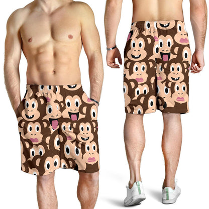 Emoji Monkey Print Pattern Mens Shorts-JTAMIGO.COM
