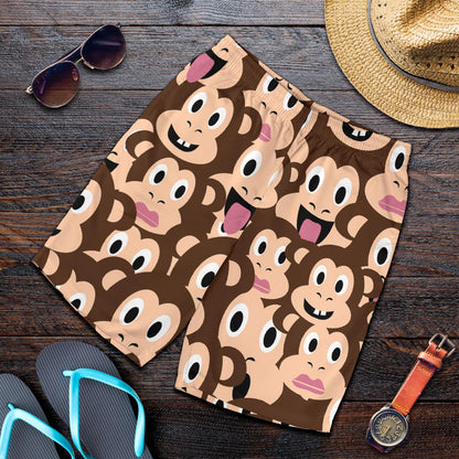 Emoji Monkey Print Pattern Mens Shorts-JTAMIGO.COM