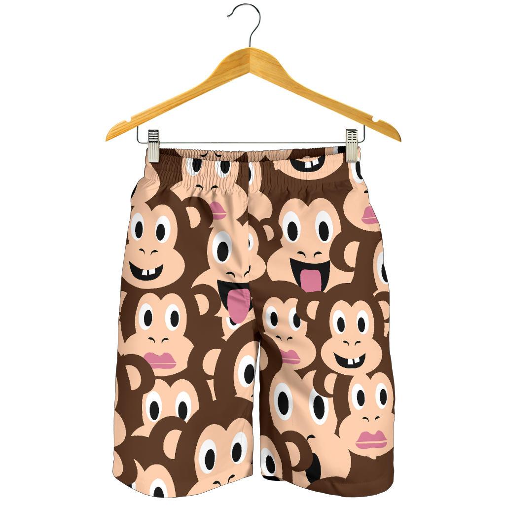 Emoji Monkey Print Pattern Mens Shorts-JTAMIGO.COM