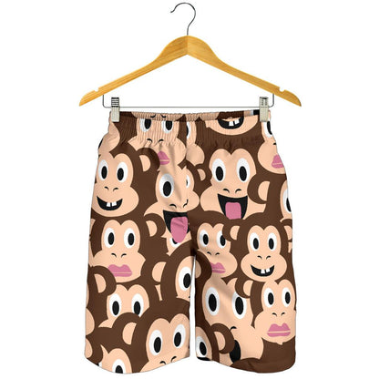 Emoji Monkey Print Pattern Mens Shorts-JTAMIGO.COM