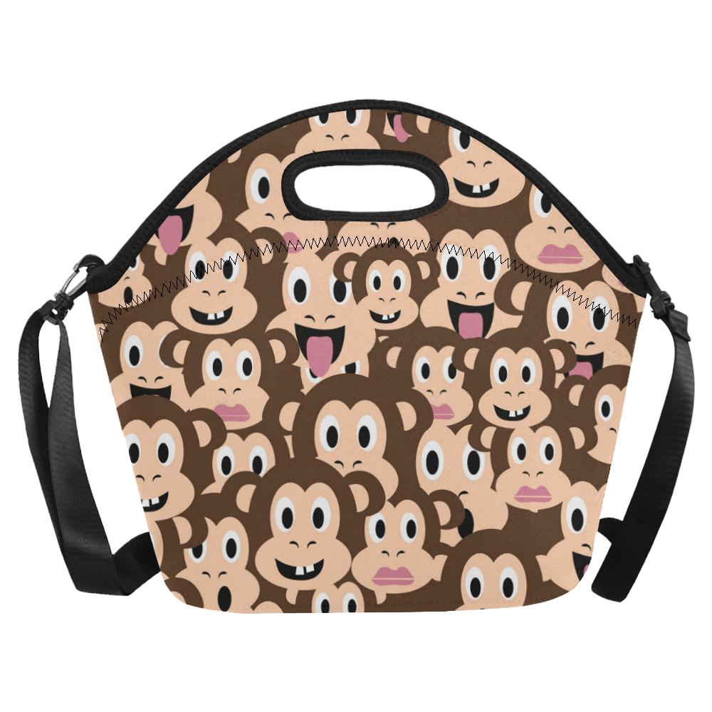 Emoji Monkey Print Pattern Neoprene Lunch Bag (Model 1669)(Large)-JTAMIGO.COM