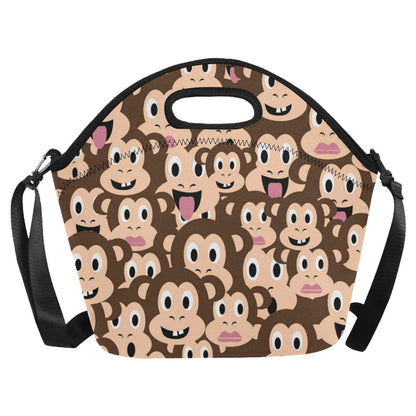 Emoji Monkey Print Pattern Neoprene Lunch Bag (Model 1669)(Large)-JTAMIGO.COM