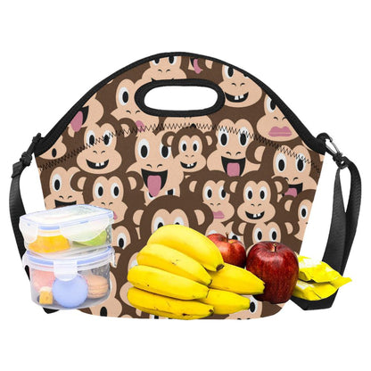 Emoji Monkey Print Pattern Neoprene Lunch Bag (Model 1669)(Large)-JTAMIGO.COM