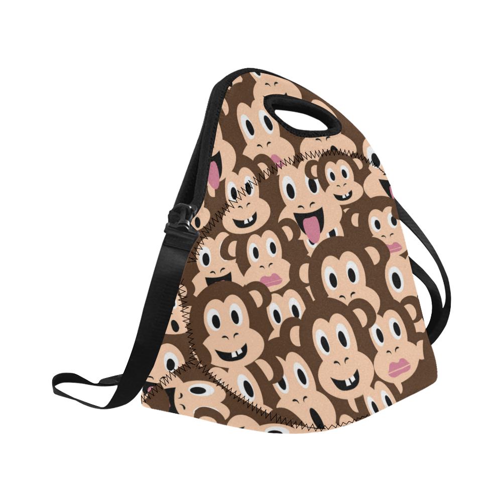 Emoji Monkey Print Pattern Neoprene Lunch Bag (Model 1669)(Large)-JTAMIGO.COM