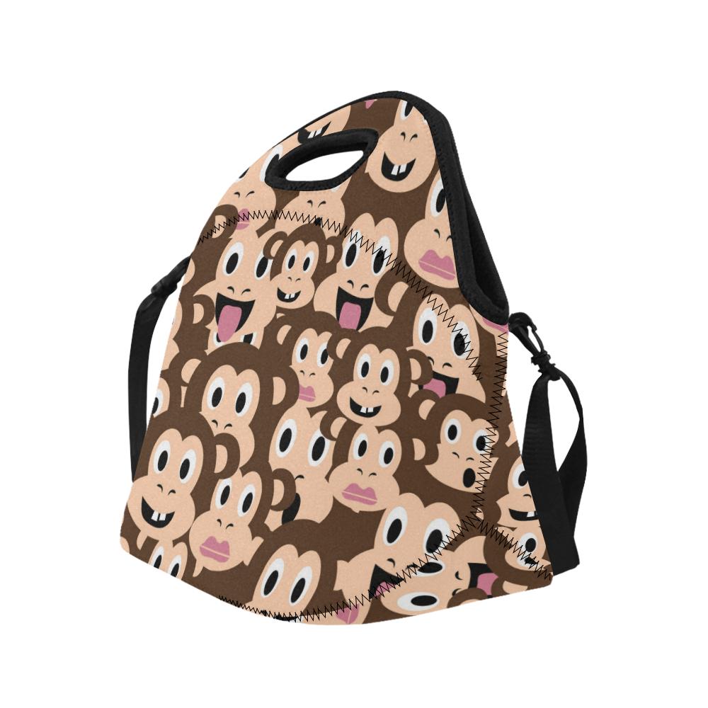 Emoji Monkey Print Pattern Neoprene Lunch Bag (Model 1669)(Large)-JTAMIGO.COM